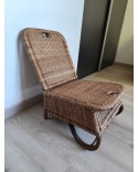 Fauteuil pliant de pique-nique en rotin vintage