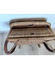 Fauteuil pliant de pique-nique en rotin vintage