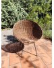Fauteuil Corbeille en rotin et fer forgé 1950 vintage