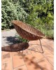 Fauteuil Corbeille en rotin et fer forgé 1950 vintage