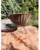 Fauteuil Corbeille en rotin et fer forgé 1950 vintage