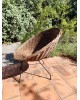 Fauteuil Corbeille en rotin et fer forgé 1950 vintage