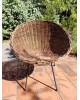 Fauteuil Corbeille en rotin et fer forgé 1950 vintage