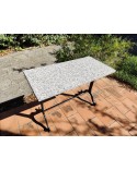 Table bistrot rectangulaire Piètement en Fonte et plateau en Terrazzo vintage 1970