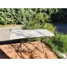 Table bistrot rectangulaire Piètement X en Fonte et Plateau en Marbre vintage 1970