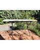 Table bistrot rectangulaire Pi'tement X en Fonte et Plateau en Marbre vintage 1970