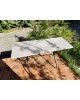 Table bistrot rectangulaire Pi'tement X en Fonte et Plateau en Marbre vintage 1970