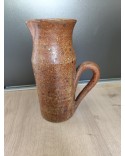 Pichet en grès pyrité anse pétale vintage années 50