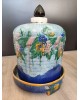 Cloche à fromage avec son plat en majolique faïence Victorienne antique  Art Nouveau