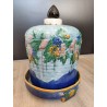 Cloche à fromage avec son plat en majolique faïence Victorienne antique  Art Nouveau