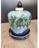 Cloche à fromage avce son plat en majolique faïence Victorienne antique  Art Nouveau