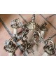 Lustre ancien 4 branches en bronze et pampilles en verre