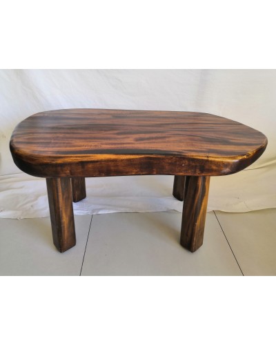 Table basse brutaliste orme massif forme libre, 1960s