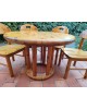 Ensemble Repas Table ronde extensible et 6 chaises scandinave en pin massif par Rainer Daumiller vintage