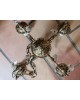 Lustre ancien 4 branches en bronze et pampilles en verre