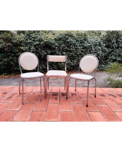 CIVIC Made in France Trio de chaises Médaillon vintage 1970