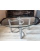 Table basse acier chromé et verre vintage italie années 70