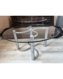 Table basse acier chromé et verre vintage italie années 70