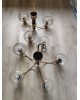 Paire de lustres laiton et bakélite assortis 3 et 5 branches années 70 laiton et verre vintage