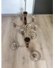 Paire de lustres laiton et bakélite assortis 3 et 5 branches années 70 laiton et verre vintage