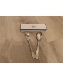 2 Couverts gravés AR métal argenté Cuillère fourchette vintage