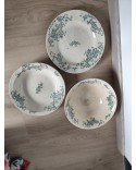 Trio de plats: Saladier, Plat légumier & Plat creux Faïence de Lyon Modèle Marine vintage