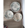 Trio de plats: Saladier, Plat légumier & Plat creux Faïence de Lyon Modèle Marine vintage