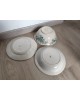 Trio de plats: Saladier, Plat légumier & Plat creux Faïence de Lyon Modème Marine vintage