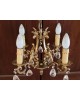 Lustre ancien 4 branches en bronze et pampilles en verre