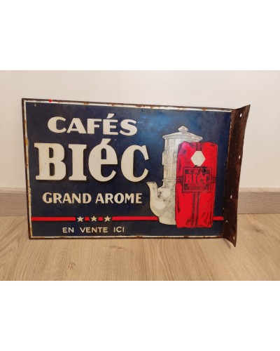 Plaque émaillée authentique Émaillerie Alsacienne Strasbourg Cafés BIÉC