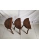 Trio de tabourets bois massif tripode brutaliste vintage