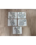 Série de 5 cartes dessous de plat vintage par Robert Morden