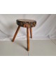 Tabouret Bout de canapé tripode brutaliste rondin  bois vintage