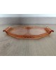 Plateau octogonal Art Deco en verre rose antique