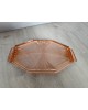 Plateau octogonal Art Deco en verre rose antique