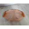 Plateau octogonal Art Deco en verre rose antique