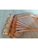 Plateau octogonal Art Deco en verre rose antique