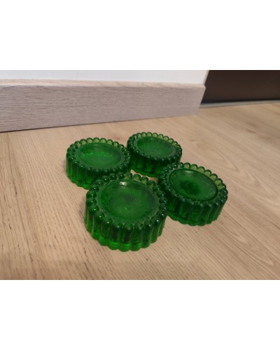 4 patins pour piano dessous de pieds de table verre vert bouteille  Art déco