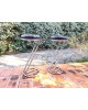 Duo de Tabourets hauts métal chromé et cuir  Z vintage 80
