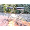 Duo de Tabourets hauts métal chromé et cuir  Z vintage 80