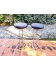 Duo de Tabourets hauts métal chromé et cuir  Z vintage 80
