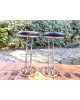 Duo de Tabourets hauts métal chromé et cuir  Z vintage 80