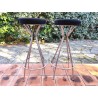 Paire de tabourets hauts Chrome Eiffel Années 60 vintage