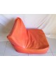 Pouf skaï orange années 70 vintage