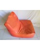 Pouf skaï orange années 70 vintage