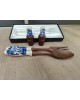 Couverts à salade, salière & poivrière bois céramique vintage 1970