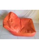 Pouf skaï orange années 70 vintage