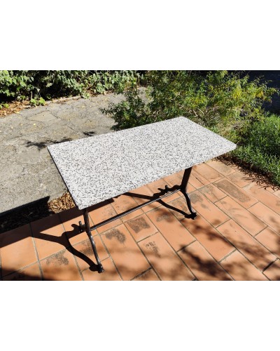 Table bistrot rectangulaire Piètement en Fonte et plateau en Terrazzo vintage 1970