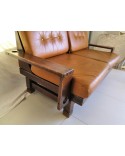 Canapé brutaliste vintage Cuir camel 2/3 places