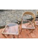 Suite de 3 chaises + 1 tabouret BAUMANN Modèle Gondole Chêne clair revistés plexiglas Vintage 70